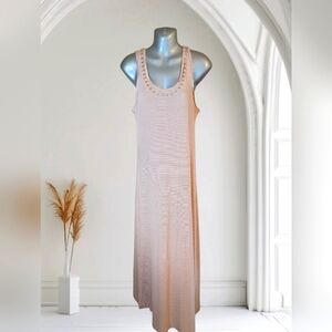 Lauter Brand Striped Tank Maxi Dress with Studded Neckline | Size M